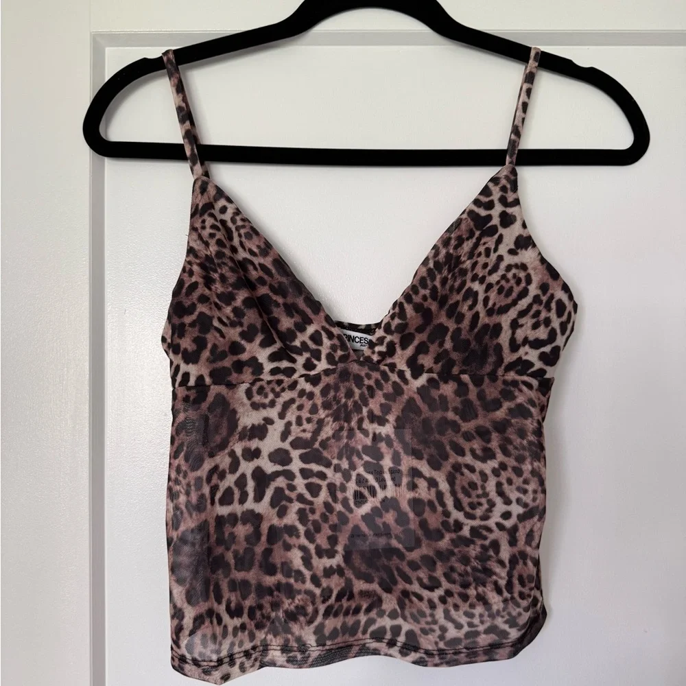 Princess Polly Leopard Print Spaghetti Strap Top - Picture 2 of 2